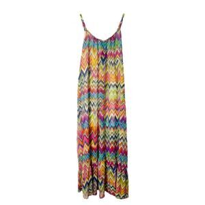 New Directions pink blue green Pride chiffon maxi boho festival dress large